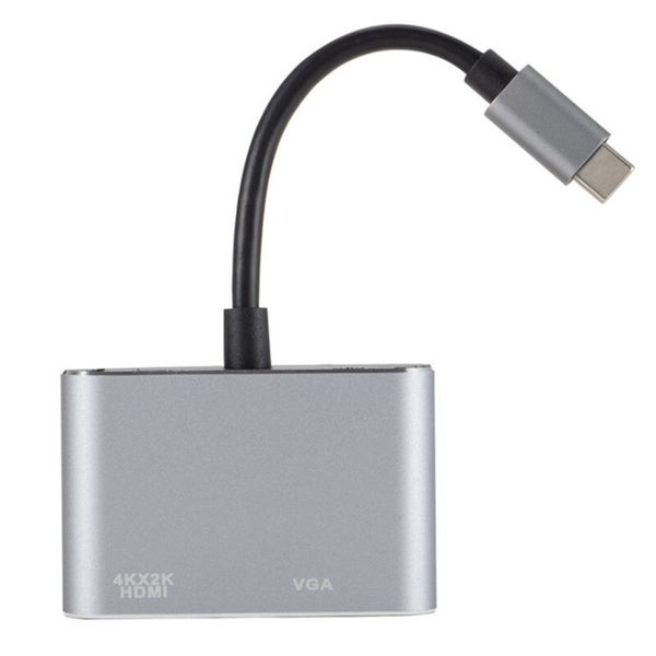 2 In 1 USB Type C To HDMI 4K VGA - Gray