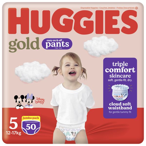 Huggies Gold Disposable Nappy Pants - Size 5 Baby 50 Pants Jumbo Pack