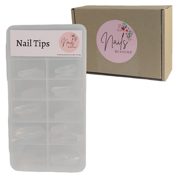 Nails by Nicole - Full Cover Coffin Nail Tips - Clear - 100 Pieces