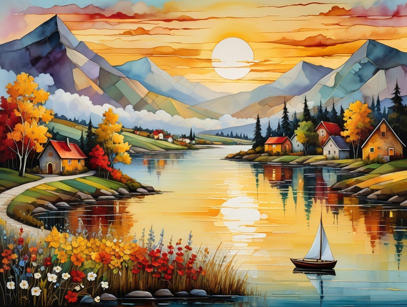 Modern Canvas Wall Art Home Decor - Evening Reflection