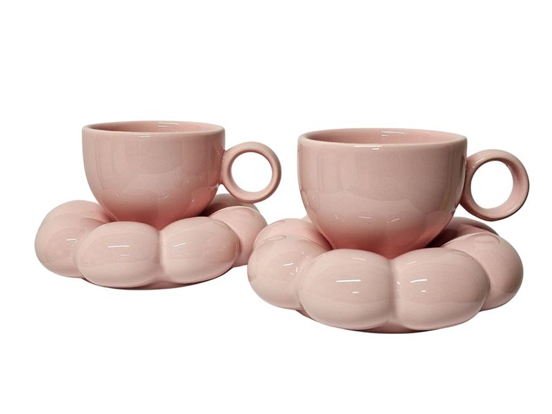 Ceramic Tea Cup and Bubble Saucer - 2 Pack