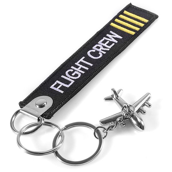 Flight Crew Key Ring With Metal Plane Key Chain