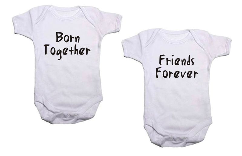 Qtees Africa - Born together friends forever twin baby grow set