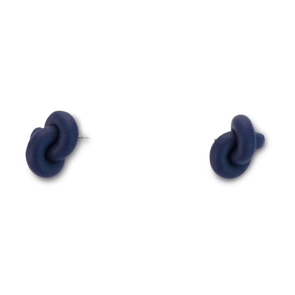 Ginger Handmade - Stud Earrings - Knot Design - Polymer Clay - Navy