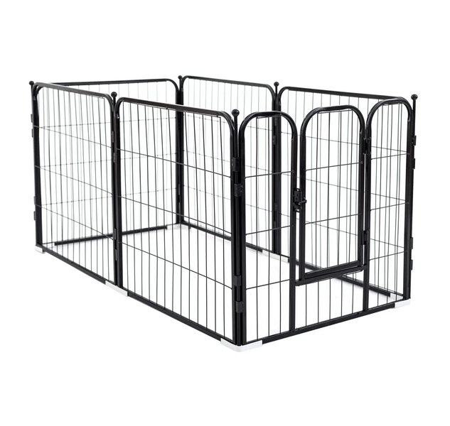 60cm 6-Panel Black Portable Folding Dog Playpen For Small/Medium Dogs