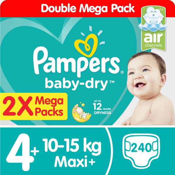 Pampers Baby Dry - Size 4+ Double Mega Pack - 240 Nappies