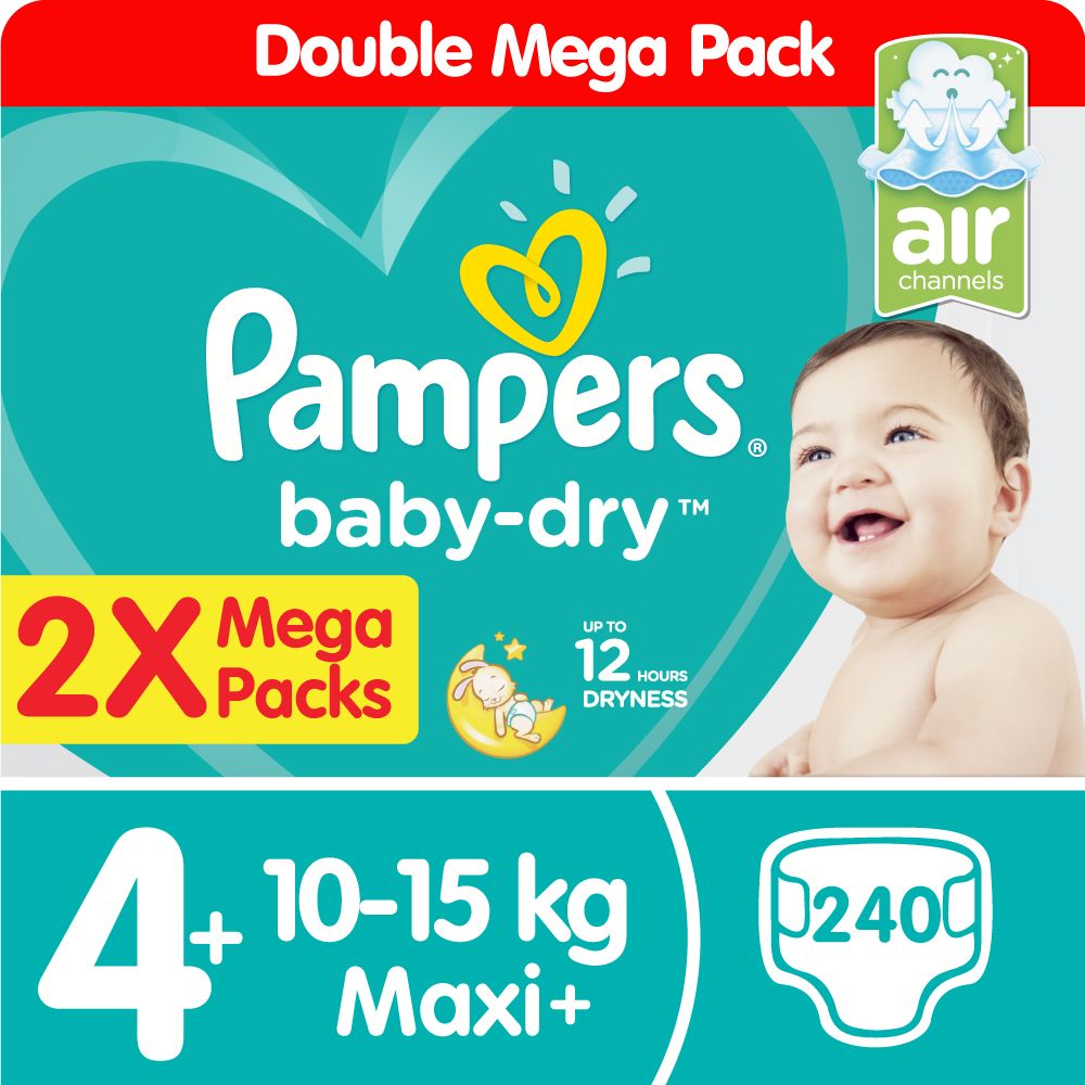 Pampers Baby Dry - Size 4+ Double Mega Pack - 240 Nappies | Shop Today