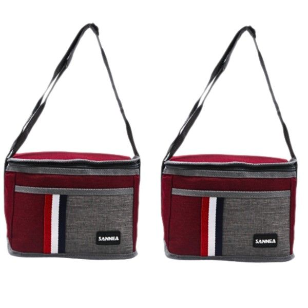 Red Grey-Denim Twinpack Aluminum Insulated Lunch Cooler Bag