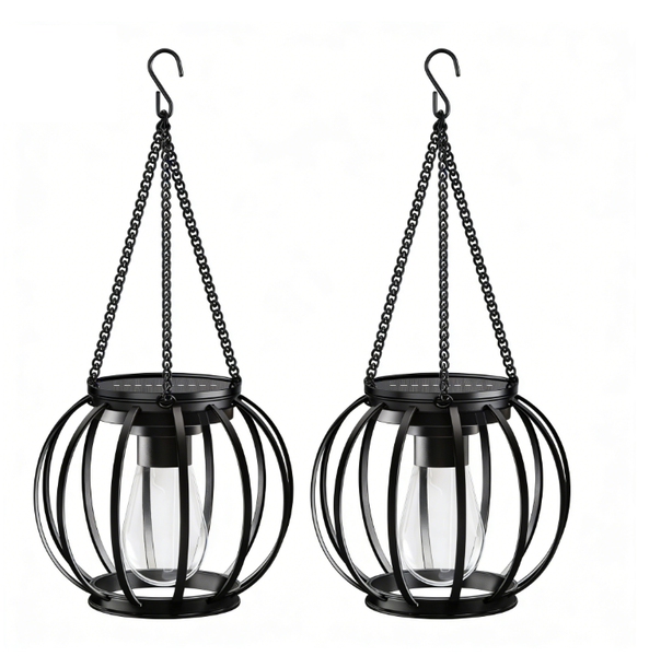 Bltunoed Solar-Powered Lights, Set of 2, Metal Construction, Black Finish
