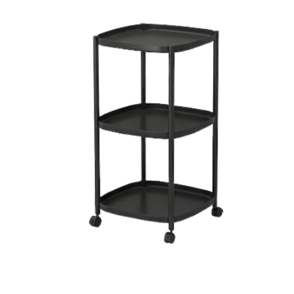 Modern 3-Tier Rolling Storage Cart &amp; Mobile Side Table - Black-16mm