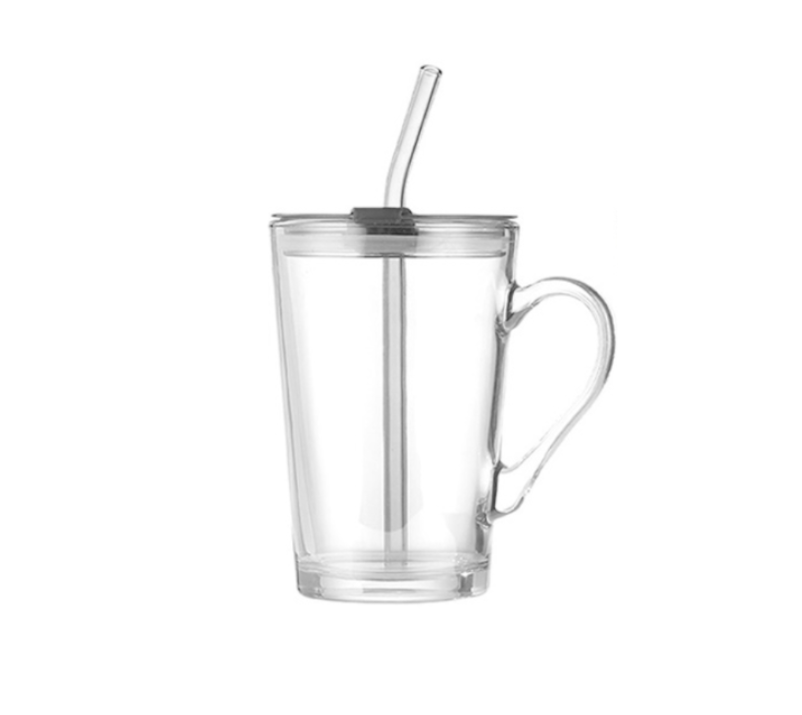 450 ml Borosilicate Glass Travel Mug with Lid and Straw Shop Today