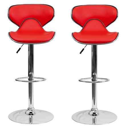 Pu Leather Bar Chair Stools Set Of 2, Red Bar Stool Set Of 2