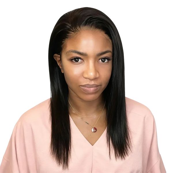 16INCH Human Hair Full Frontal Put On and Go Glueless Wig Golden Perfect