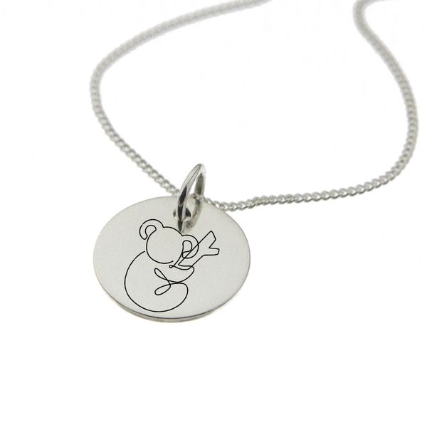 Koala Bear Engrave Sterling Silver Necklace with Chain