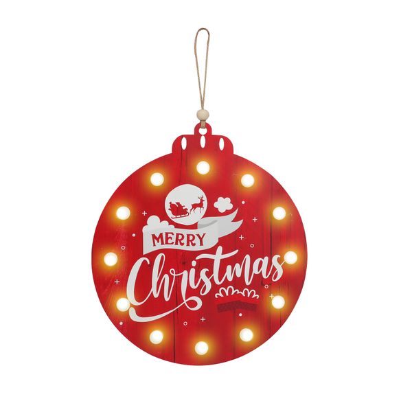 Christmas Merry Christmas Lighted Wooden Hanging Decorative Door Sign
