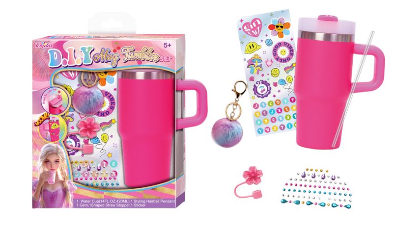 Tokidas Pink DIY Mug Tumbler Set-Decorate Your Own Personalised Tumbler!