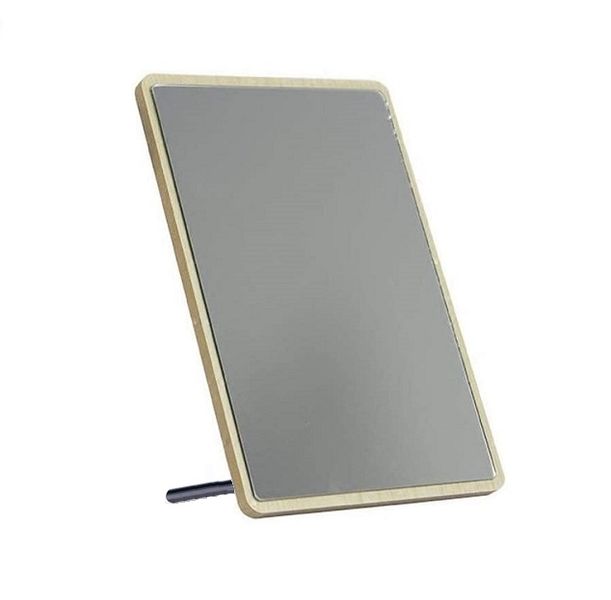 Universal Wooden Square Cosmetic Makeup Travel Hanging Mirror with Stand