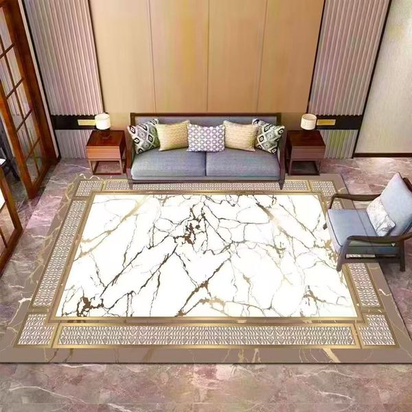 Modern Design Area Carpet 160Lx230W- Gold, White &amp; Brown