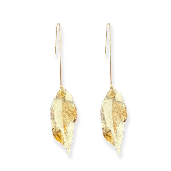 Minimalist Gold Plated Alloy Drop &amp; Dangle Leaf Earrings Statement Jewerly