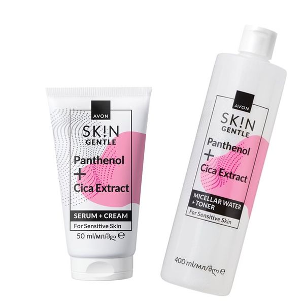 Skin Gentle Skincare Set, Micellar Water Toner and Serum Cream
