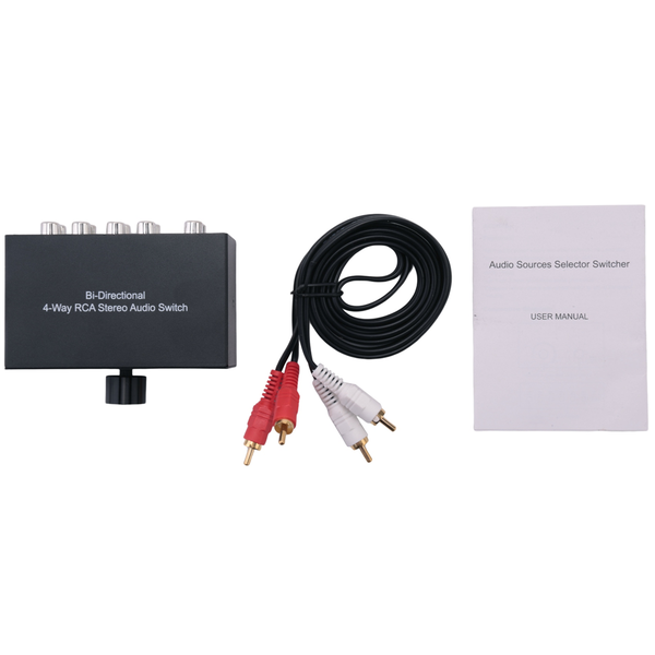 4 Way Bi-Directional RCA Stereo Audio Switch L/R Jack Audio Switcher