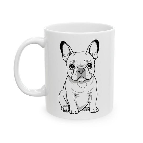 French Bulldog Coffee Mug - Sitting Puppy Outline Drawing