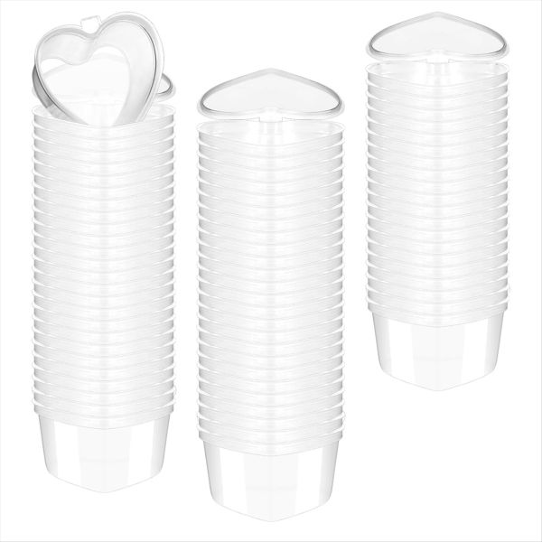100 Piece 2.4 Oz Valentine's Day Heart Shaped Containers Plastic Box