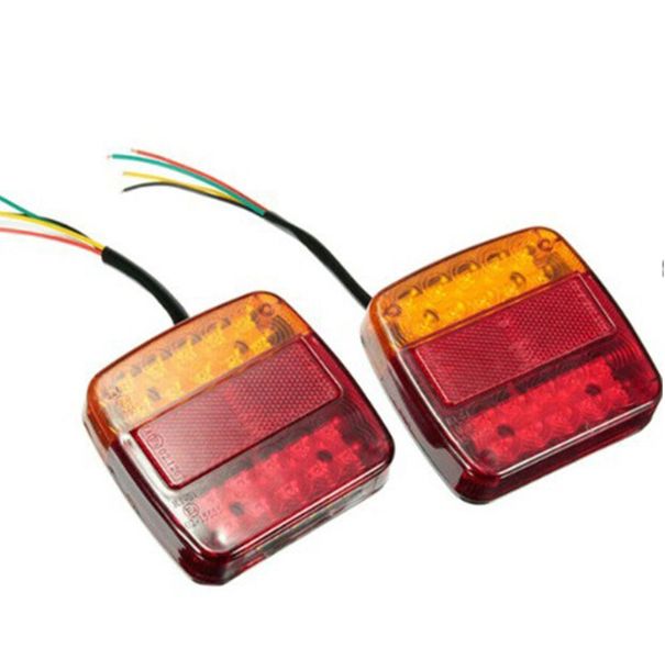 Transparent/Red And Yellow Shell Rounded Square Truck 20LED Taillight x2