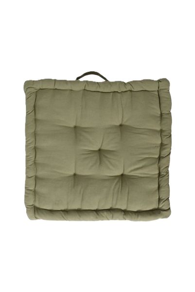 Plain Cotton Mattress Cushion Olive (50x50x10cm)