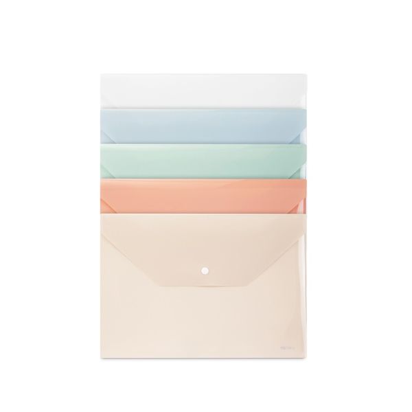 Deli File Bag Solid Macaron Colors With Press Stud A4 5PCS