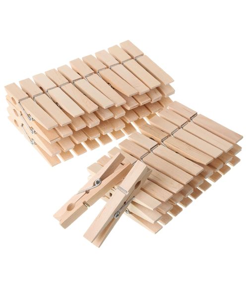 Wooden Clothes Pins Wood, Natural Wood, 50 Pack, 2.9 Inch
