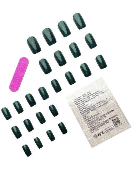 24 Piece Dark Green Medium-Long Press-On Nails