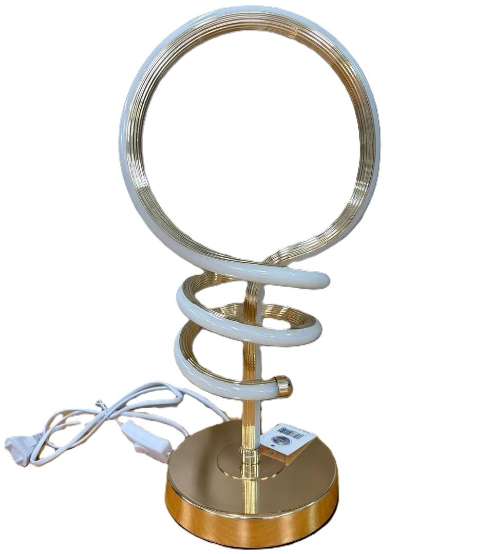 Modern Spiral Loop LED Table Lamp - Gold Base, Decorative Bedside & Desk