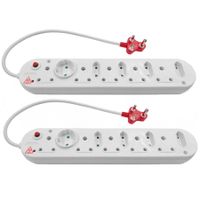 Surged Multi-Plug 5x16A 5x5A 0.5m Cord 2 Pack: MP-10WSUR