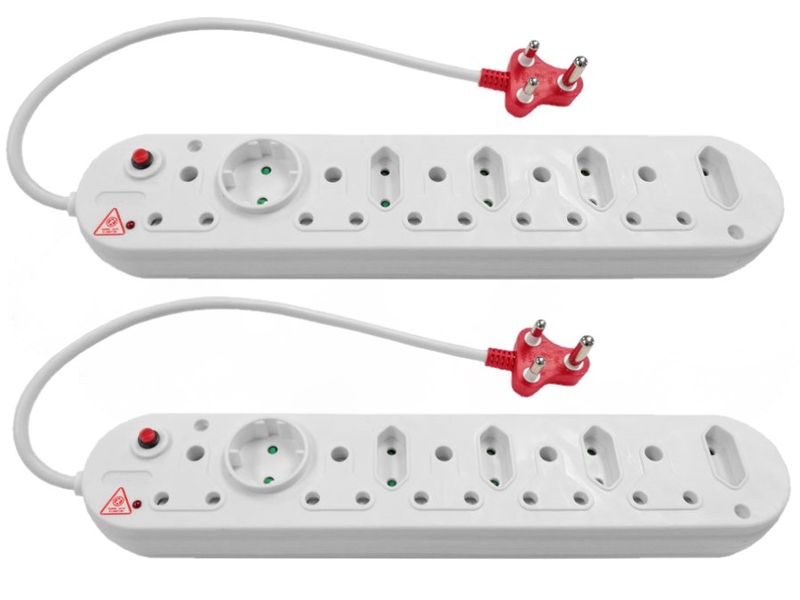 Surged Multi-Plug 5x16A 5x5A 0.5m Cord 2 Pack: MP-10WSUR