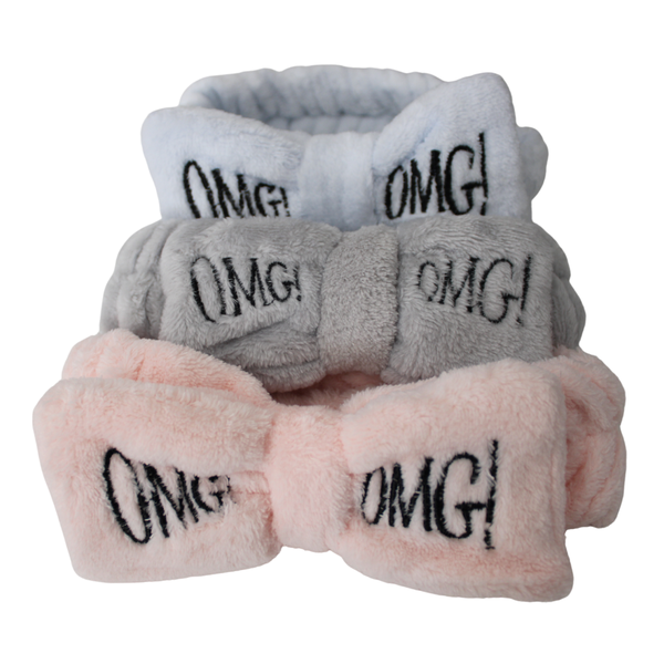 OMG! Plush Hair Bow for Easy and Comfortable Makeup Application - 3 Pack