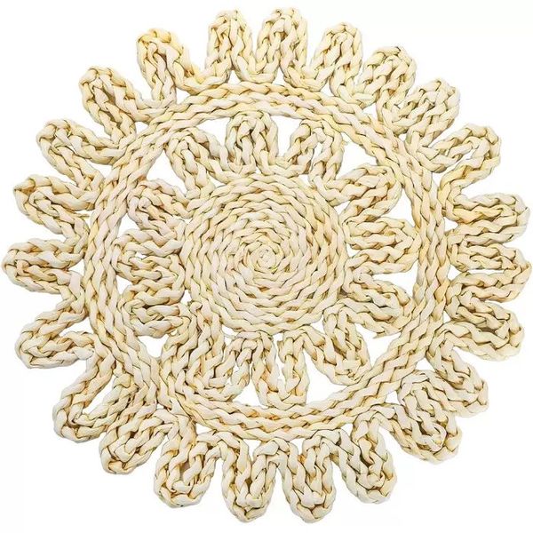 6 Pieces 35cm Corn Material Flower Style Grass Placemats For Table Deco