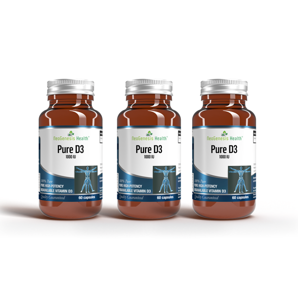 Neogenesis Vitamin D3 | Potent | Pure | Daily Dose Made easy| 3x (60 Caps)