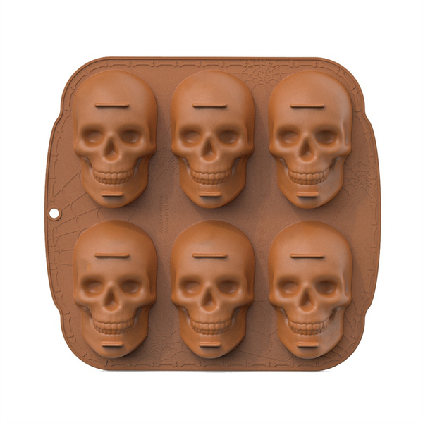 Halloween Skull Cake Pan Silicone Mold 6 Cavities Pirate Skull Black