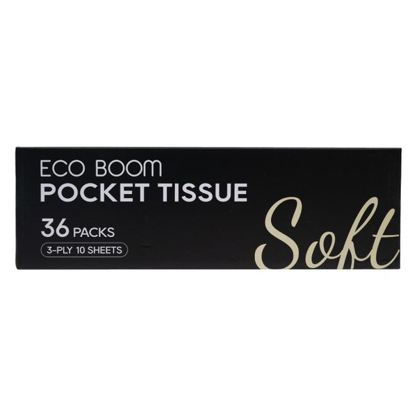 Eco Boom 3 Ply Virgin Pulp Unscented Pocket Tissues - Set of 36