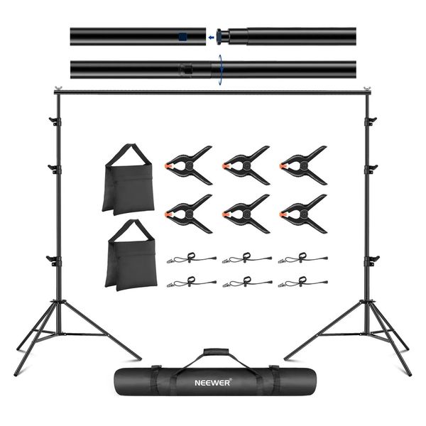 Neewer 2.6x3m Lightweight Backdrop Stand Kit with Clamps &amp; Sandbags