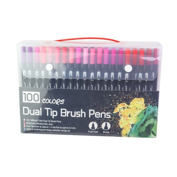 100 Colors Dual Tip Brush Art Markers Pens