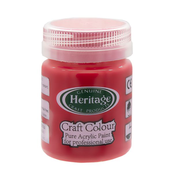 Heritage Pure Acrylic Paint - Craft Colour Range - 50ml - Carmine