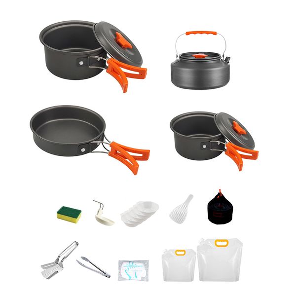 18 Pieces Camping Cookware Mess Kit Lightweight Camping Pot and Fry Pan Set