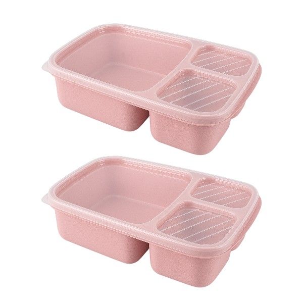 2 Pack - 3 Snack Compartment Lunch Box
