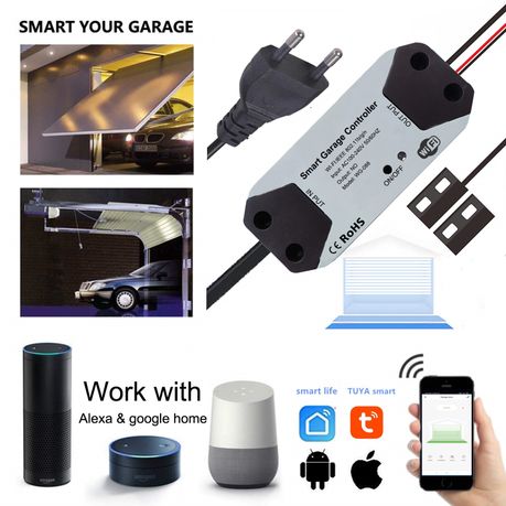 WiFi Tuya Smart Garage Door Controller Door Sensor Opener Kit No Wiring