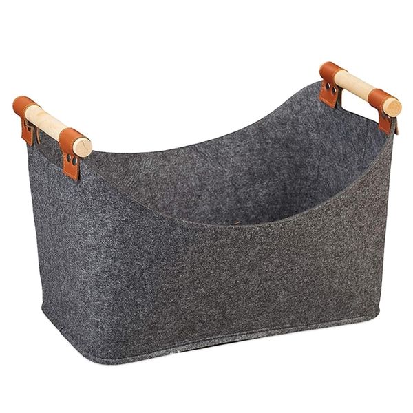 Camping Decor Freestanding Foldable Firewood Storage Basket - 55cm
