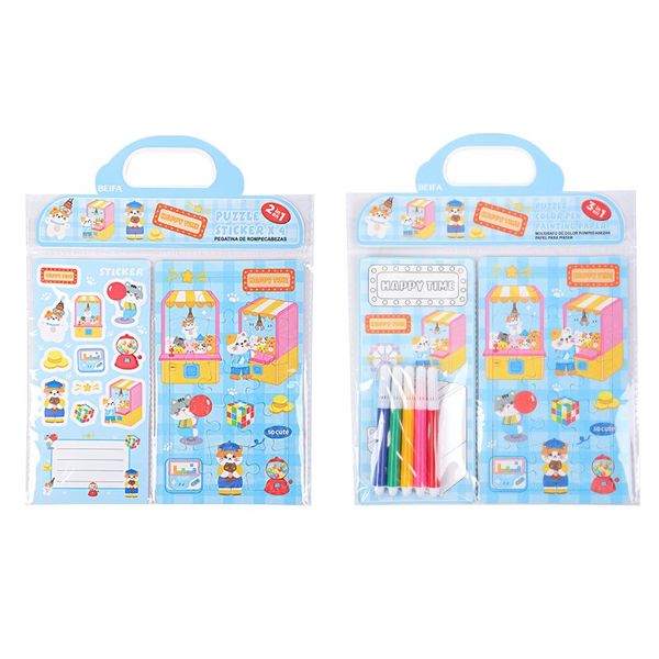 Stationery Set-4 Stickers,15 Puzzle pcs,-36 x Sets