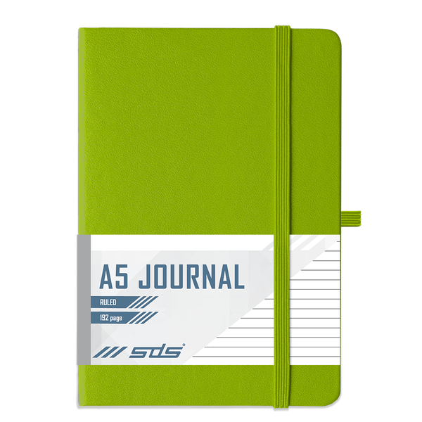 SDS A5 192 Page Lined Journal Hard Cover with Elastic Closure - Lime Green