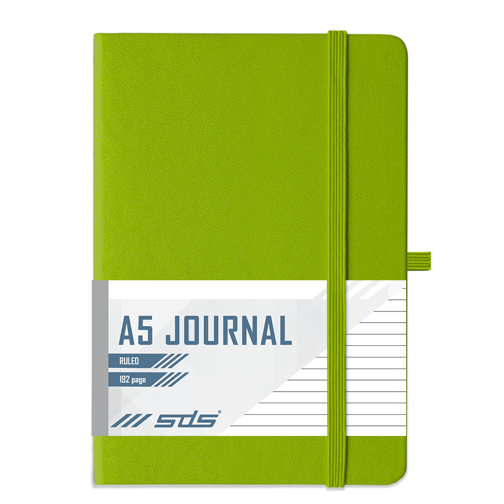 SDS A5 192 Page Lined Journal Hard Cover with Elastic Closure - Lime ...